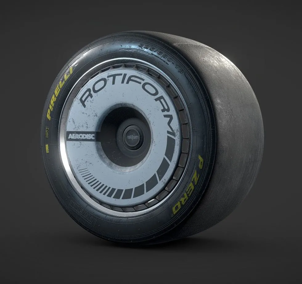 PBR Game 3D Models – Pirelli Slick Tire Aerodisc Rotiform Rim