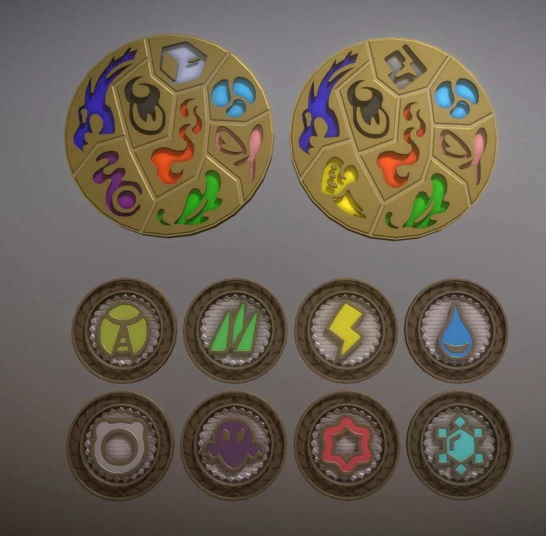 PBR Game 3D Models – Pokemon Gym Badge 4 Galar Paldea