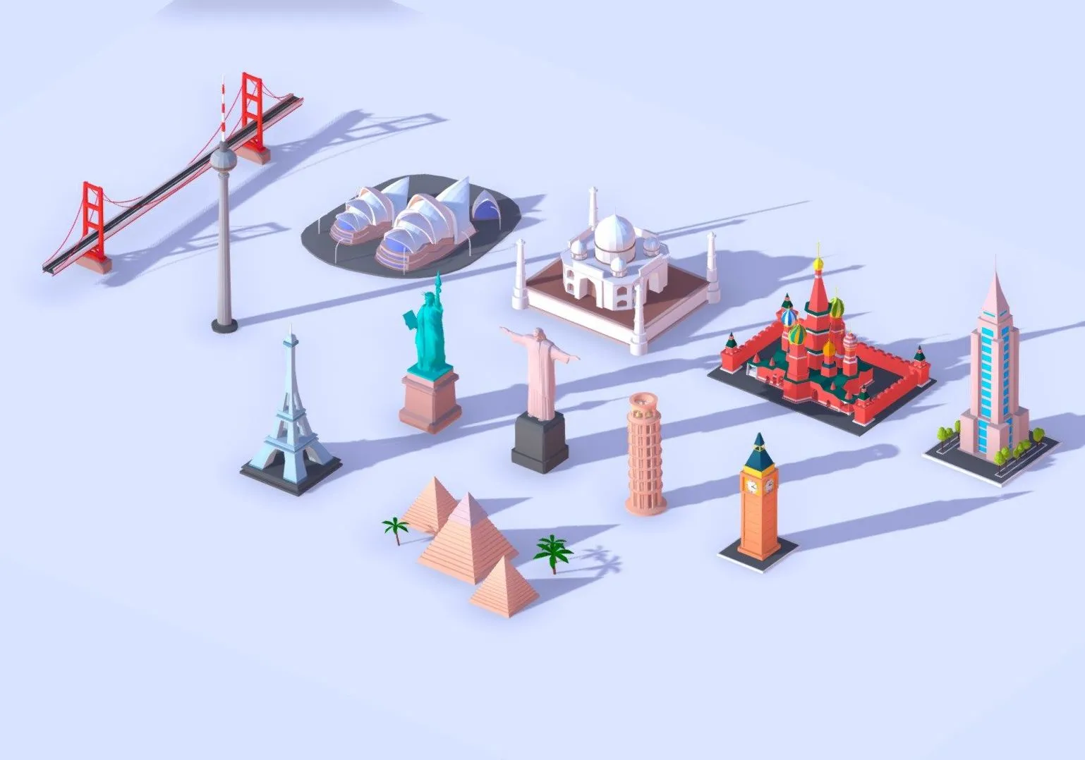 PBR Game 3D Models – Polygonia Cartoon World Landmarks Pack