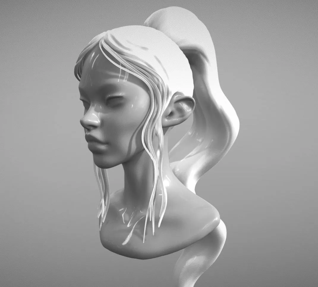 PBR Game 3D Models – Ponytail Hairstyle
