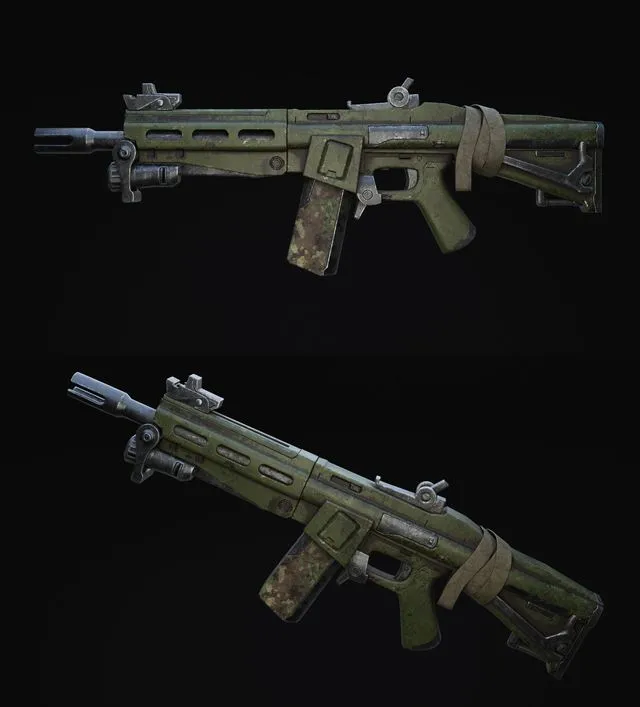 PBR Game 3D Models – Post Apocalypse Scifi Rifle 1