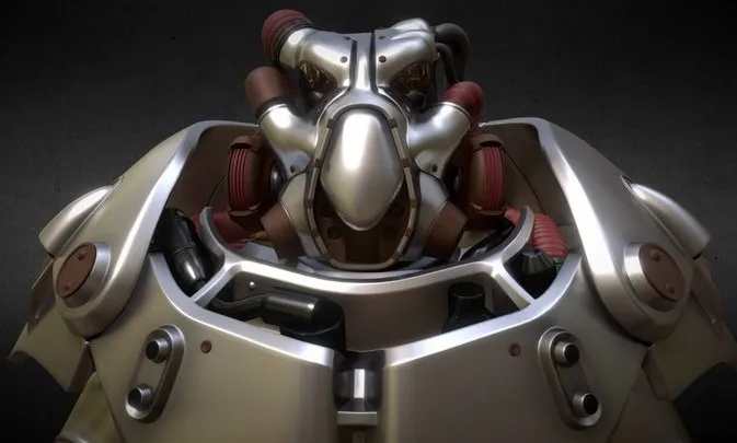 PBR Game 3D Models – Power Armor From Fallout. Model X 01