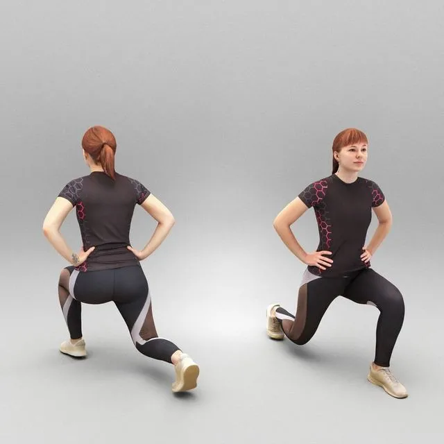 PBR Game 3D Models – Pretty woman doing stretching 342