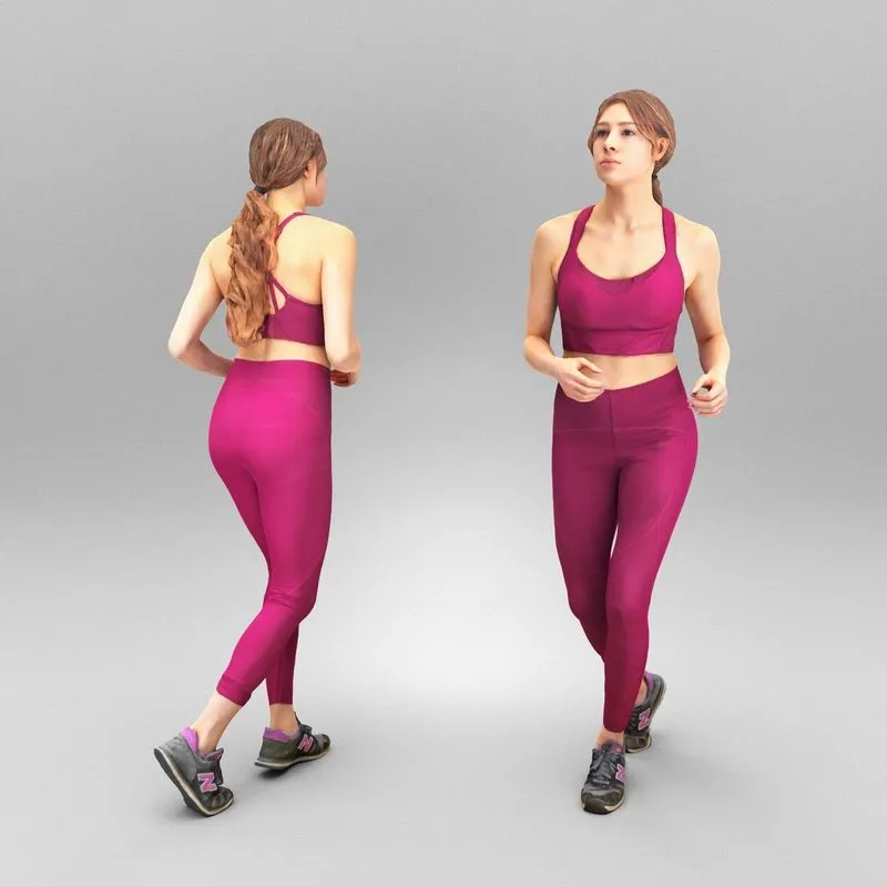 PBR Game 3D Models – Pretty young woman running 331