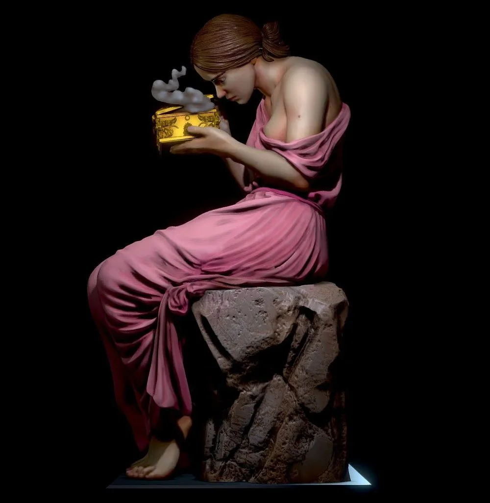 PBR Game 3D Models – Psiche Opening The Golden Box