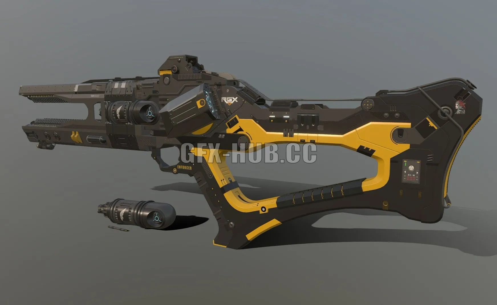 PBR Game 3D Models – Rail-Gun Sci-Fi 4F