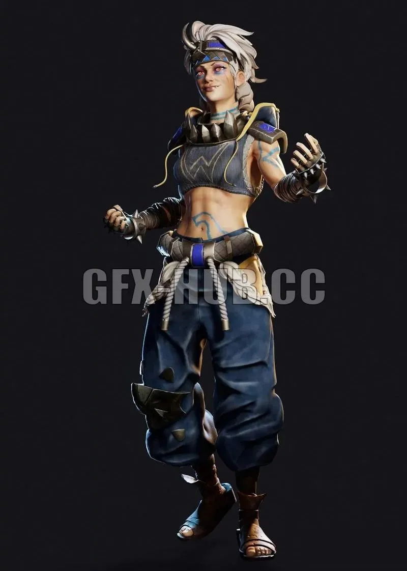 PBR Game 3D Models – Rawk Girl – Realtime Character