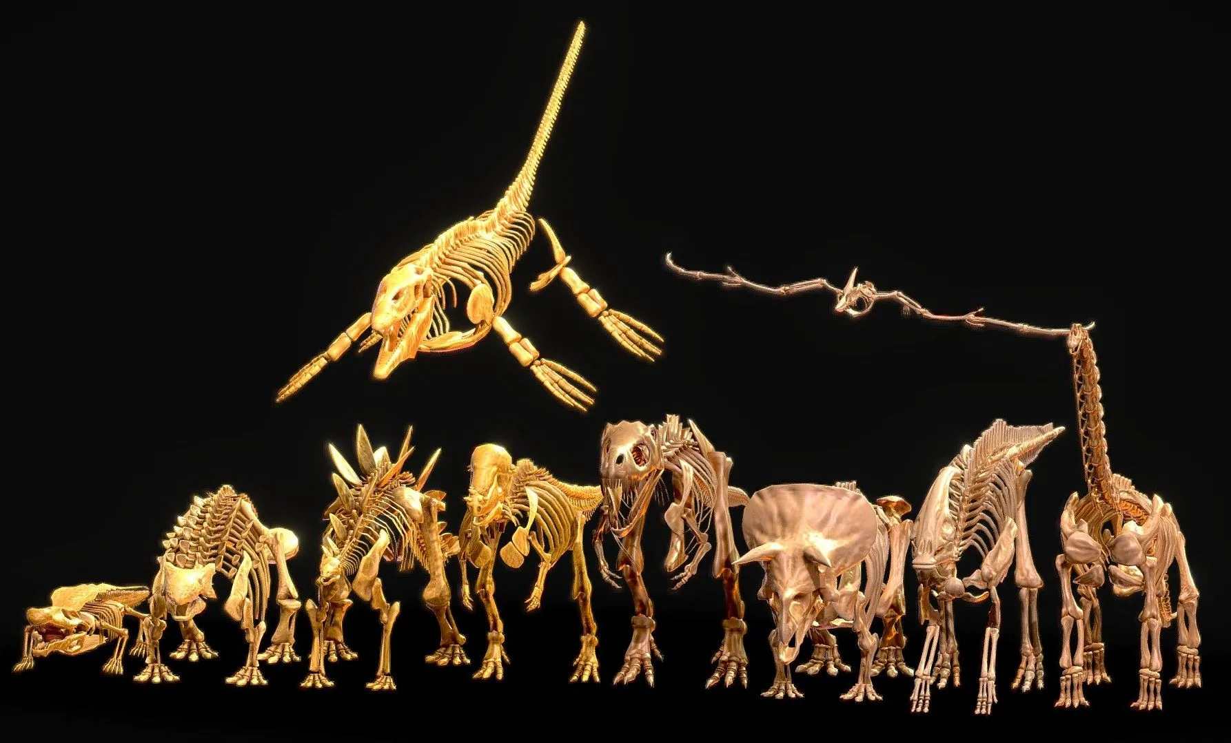 PBR Game 3D Models – Realistic Ancient Reptilians Fossil