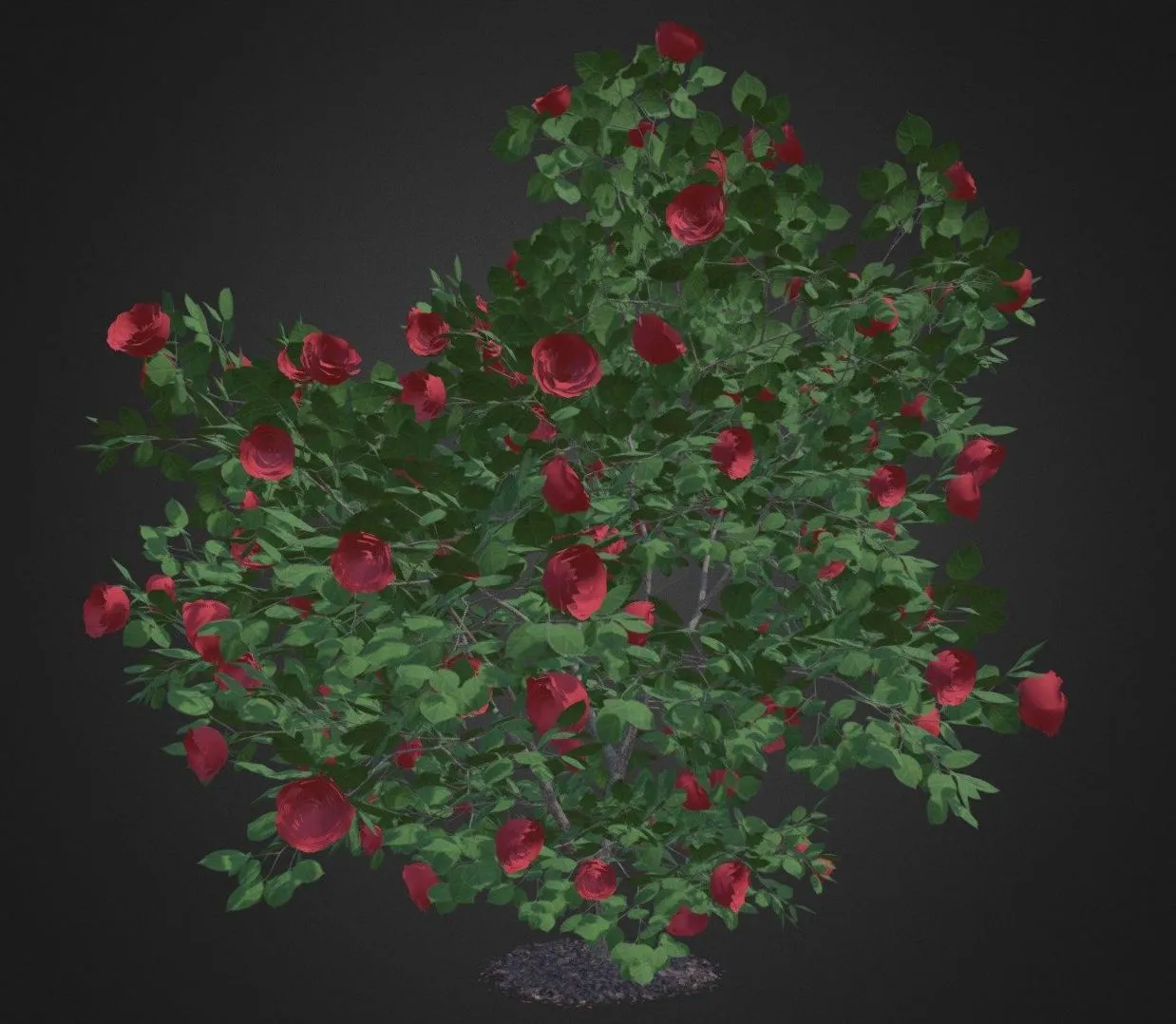 PBR Game 3D Models – Red Rose Shrub