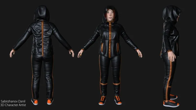 PBR Game 3D Models – Redhead woman orange