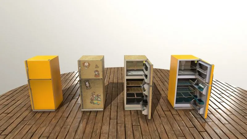 PBR Game 3D Models – Refrigerator two refrigerators