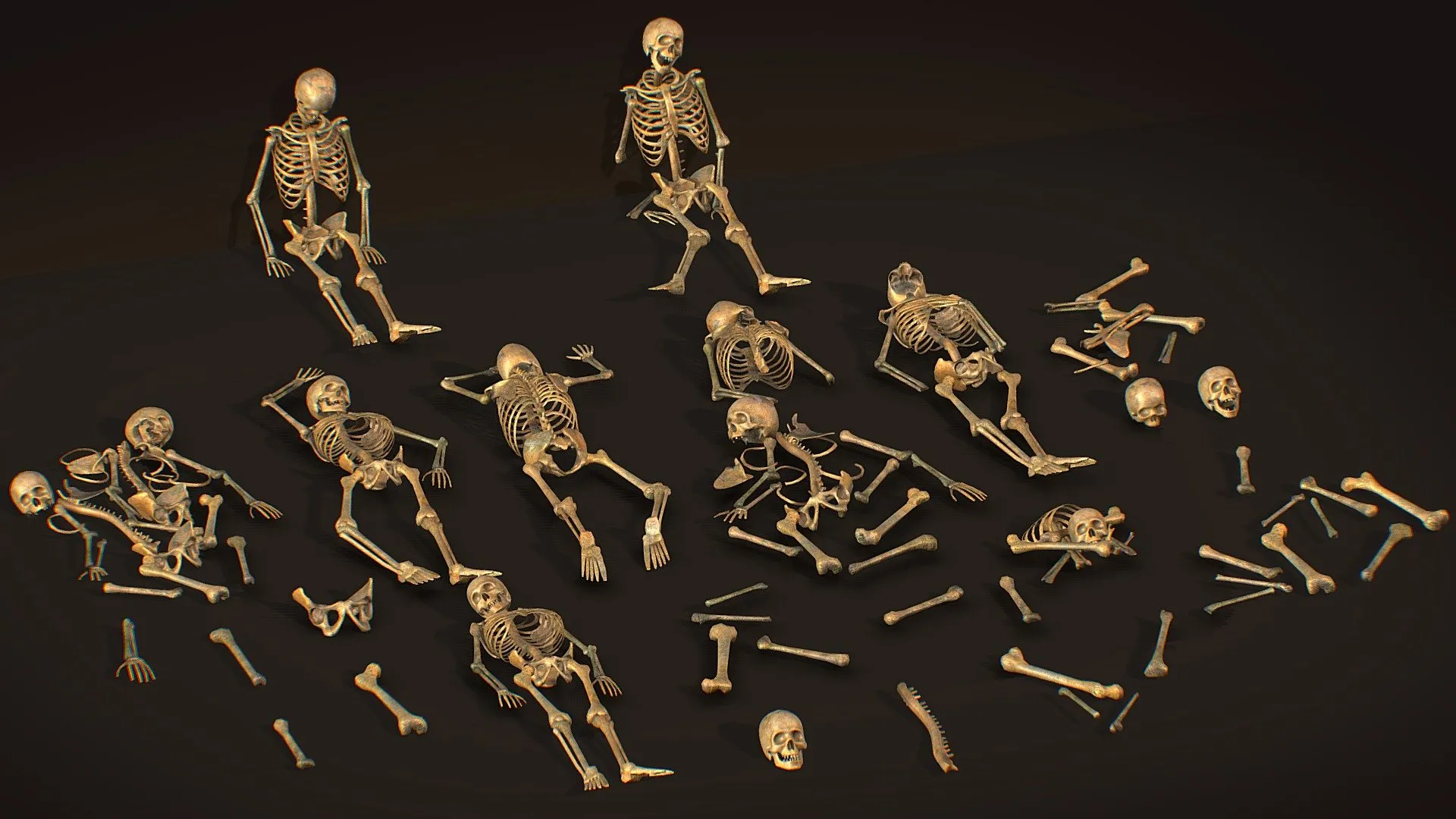 PBR Game 3D Models – Remains Skeleton Bone Big Pack 3D Model