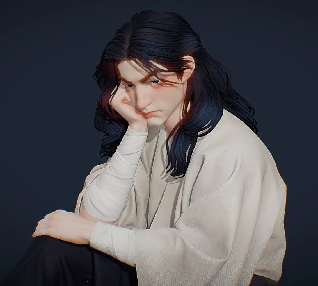 PBR Game 3D Models – Resting Samurai