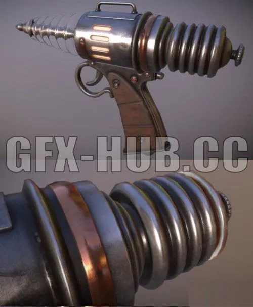 PBR Game 3D Models – Retro-Futuristic Ray Gun