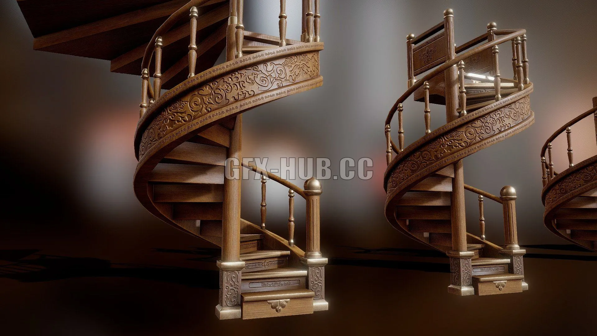 PBR Game 3D Models – Retro Spiral Staircase