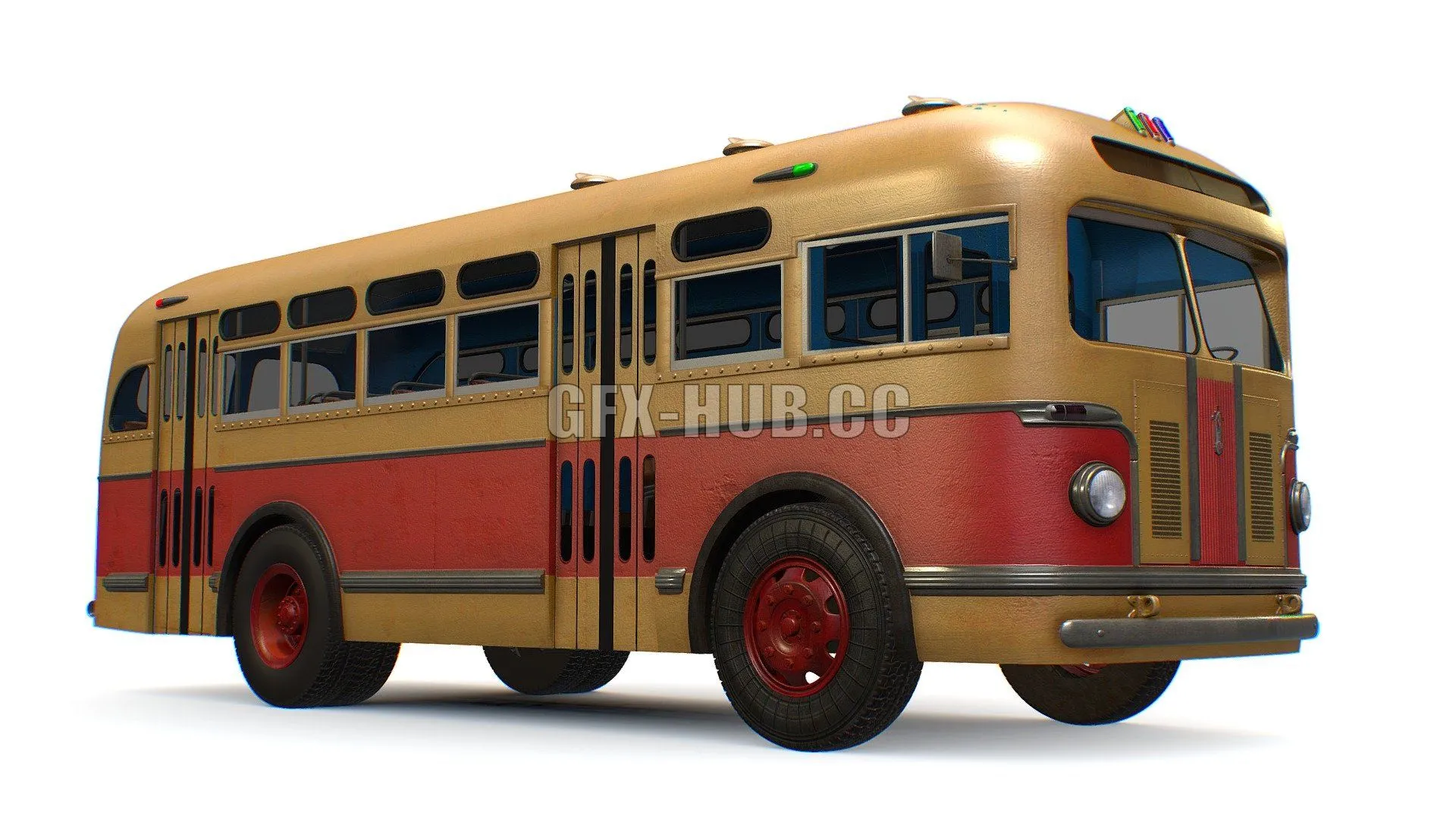 PBR Game 3D Models – Retro USSR Soviet Vintage ZIS 155 154 City Bus