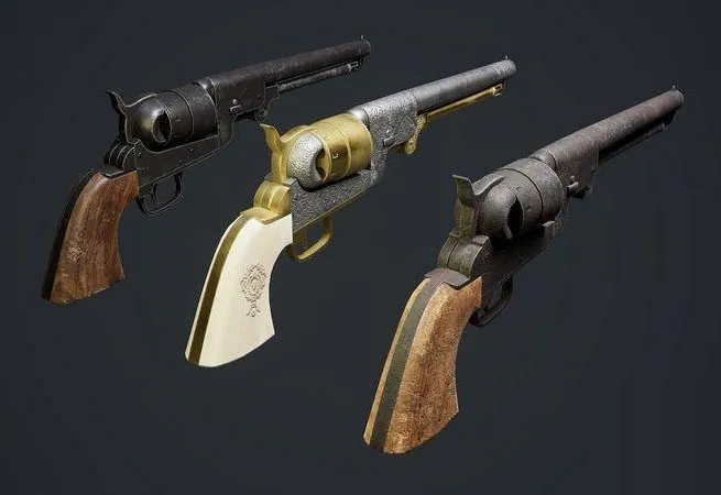 PBR Game 3D Models – Revolver Colt Navy