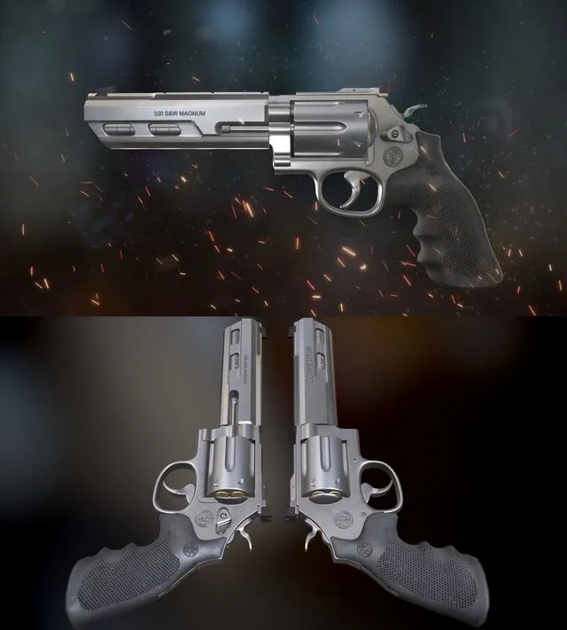 PBR Game 3D Models – Revolver SW 500 MAGNUM COMPETITOR