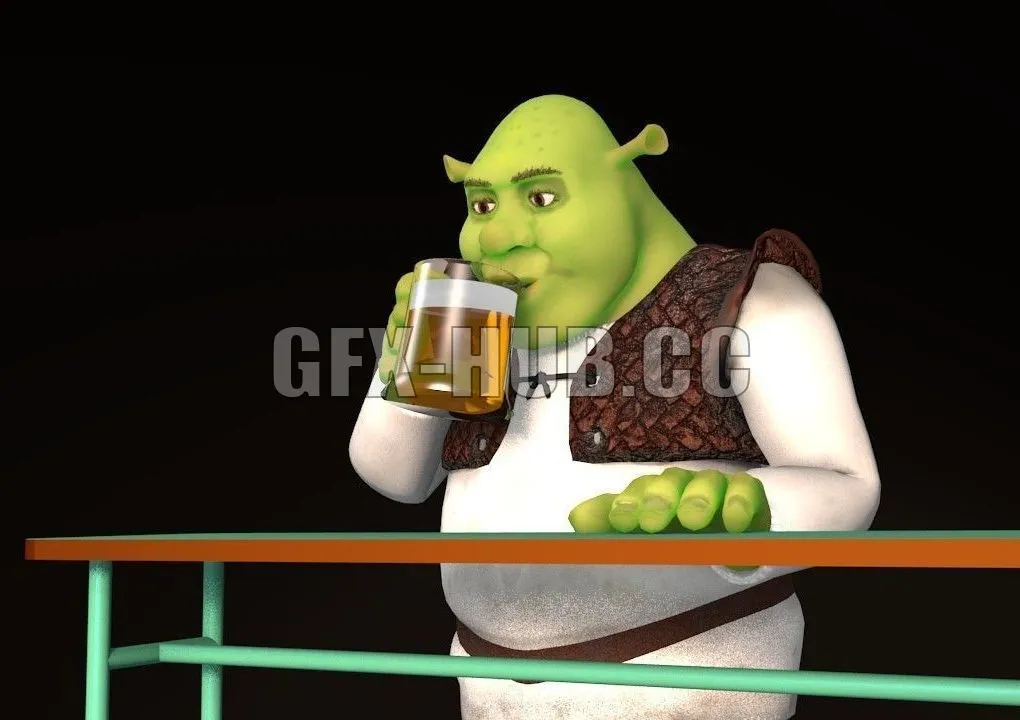 PBR Game 3D Models – Rigged Shrek model with demo animation