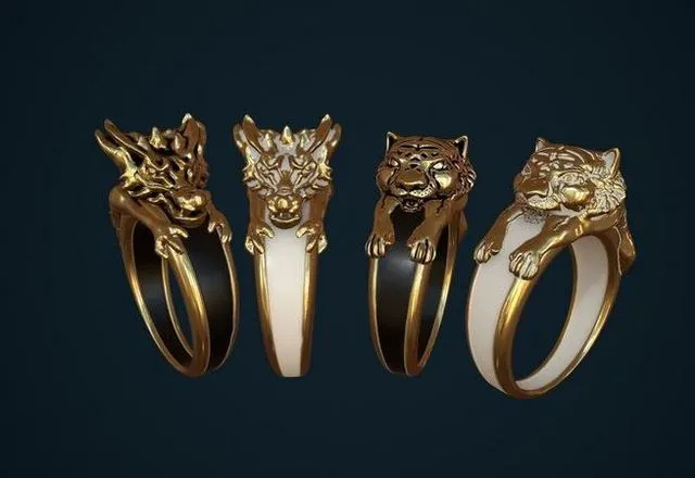 PBR Game 3D Models – Ring Dragon Tiger