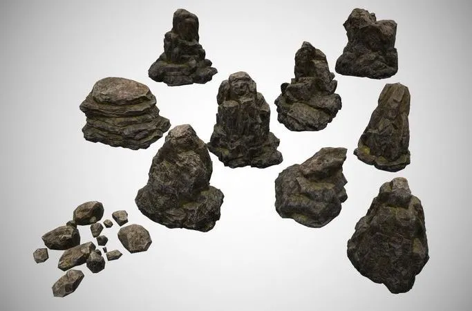PBR Game 3D Models – Rocks rock set