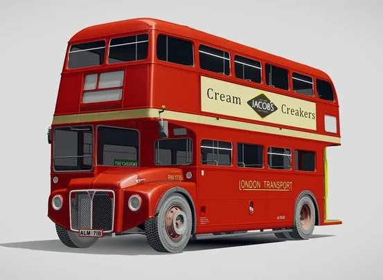 PBR Game 3D Models - Routemaster London Double Decker Bus