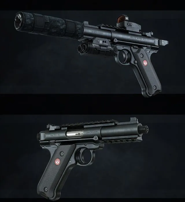 PBR Game 3D Models – Ruger Mark IV tactical