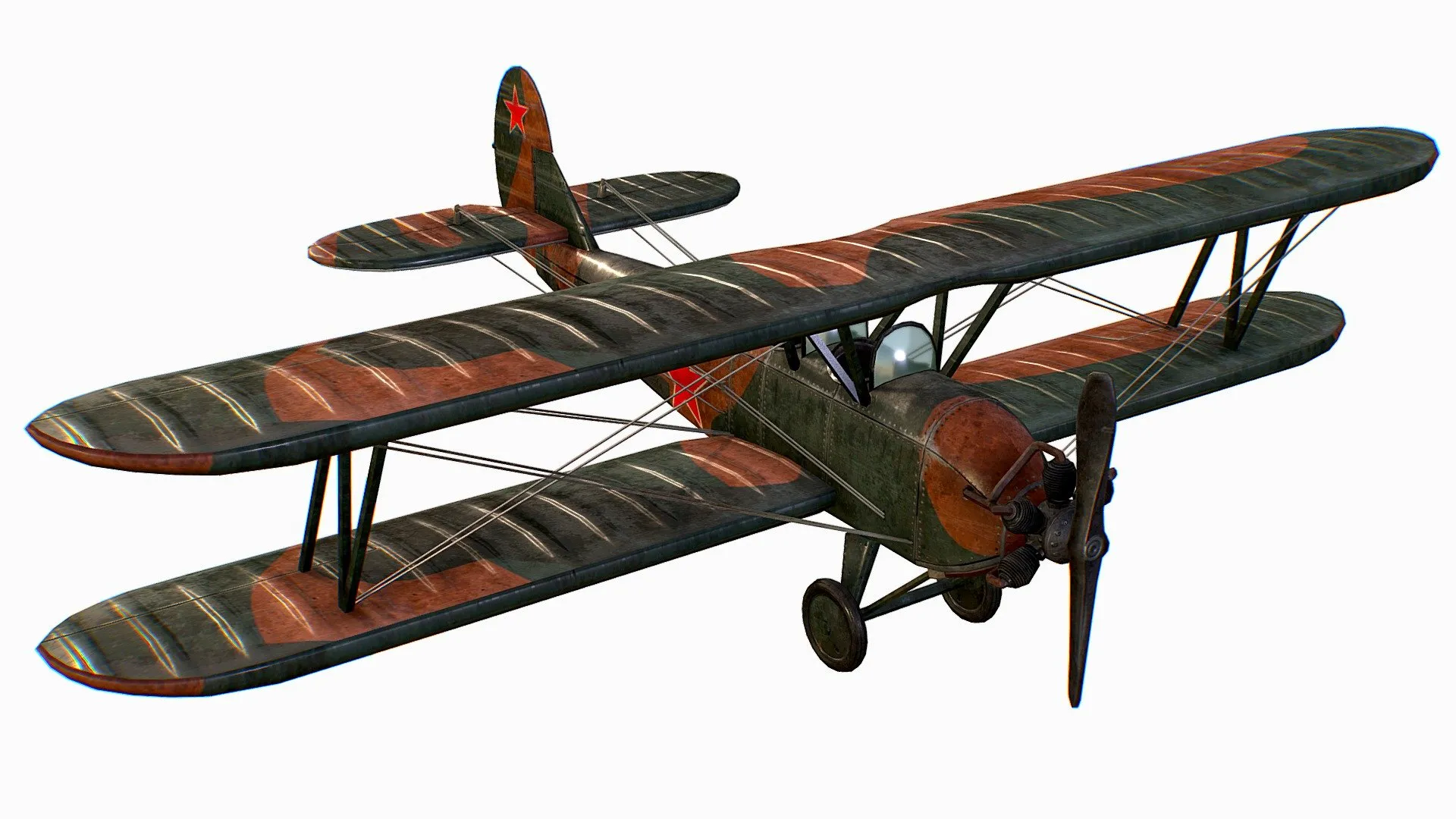 PBR Game 3D Models – Russian Soviet Biplane Polikarpov Po 2 Kukuruzni