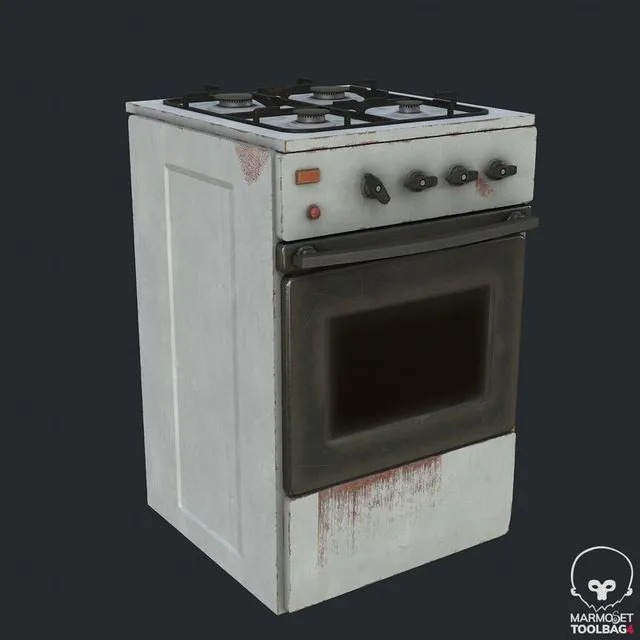 PBR Game 3D Models - Rusty Old Stove – Cooker – Oven