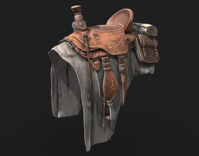 PBR Game 3D Models - Saddle (PBR Textured)