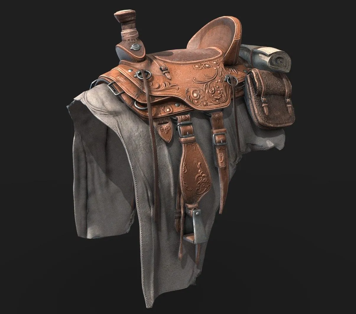 PBR Game 3D Models – Saddle Pbr Textured