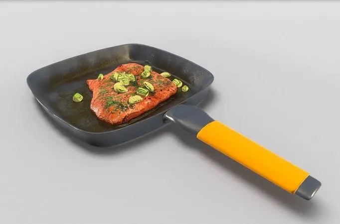 PBR Game 3D Models – Salmon with Vegetables