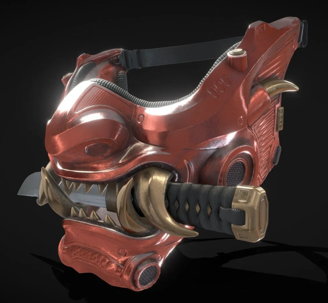 PBR Game 3D Models – Samurai Mask Vi