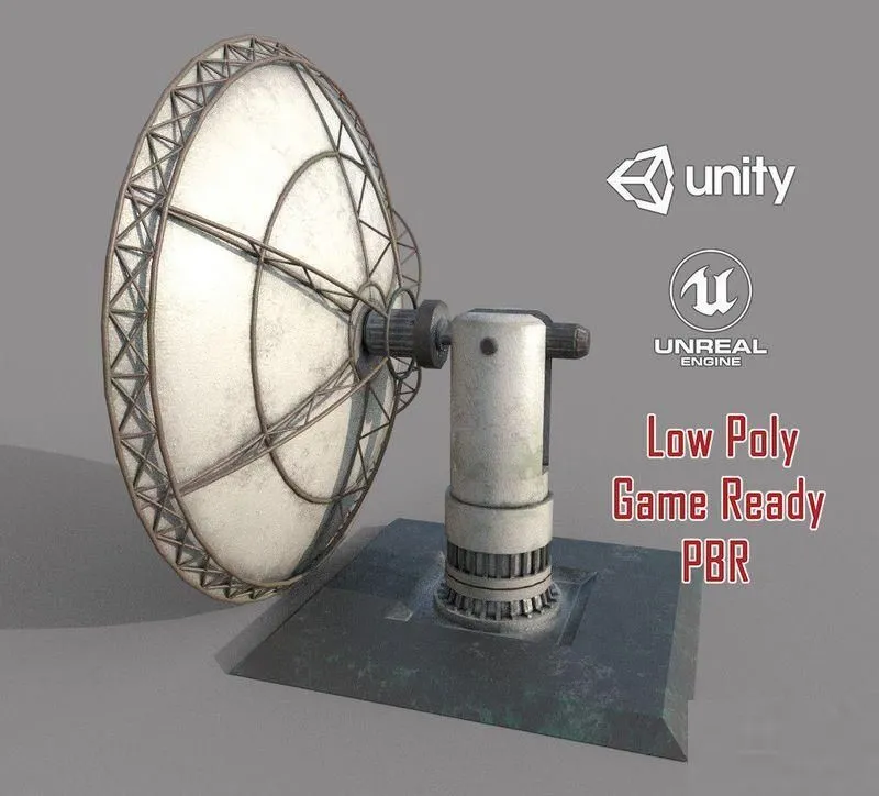 PBR Game 3D Models – SatelliteDish Old