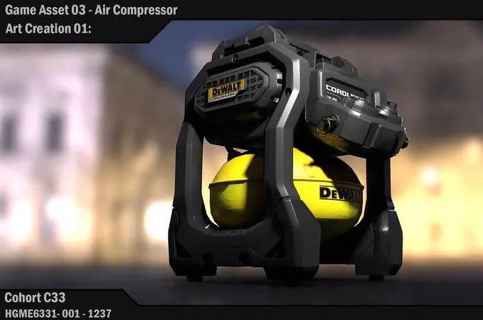 PBR Game 3D Models – School Assignment Air compressor