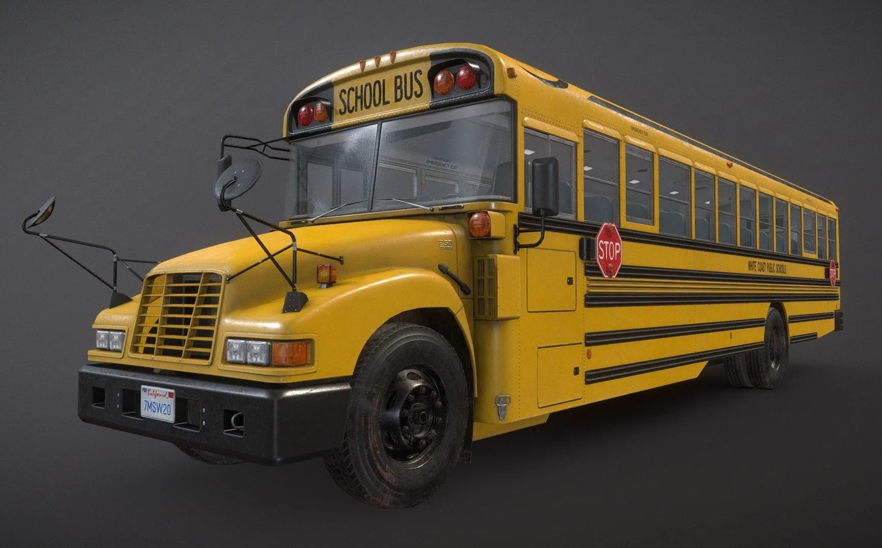 PBR Game 3D Models – School Bus Low Poly