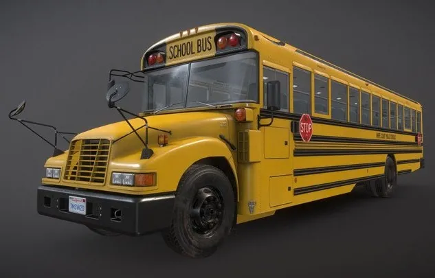 PBR Game 3D Models - School Bus Low Poly
