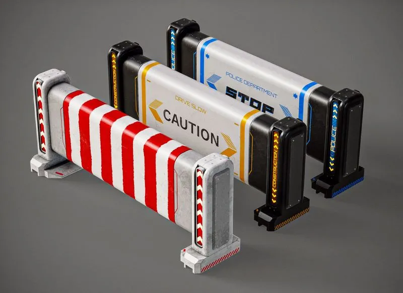 PBR Game 3D Models - Sci-fi Barricade