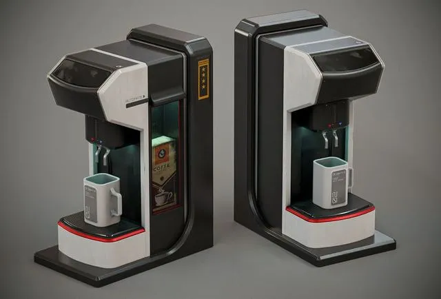 PBR Game 3D Models – Sci-fi Coffee Machine