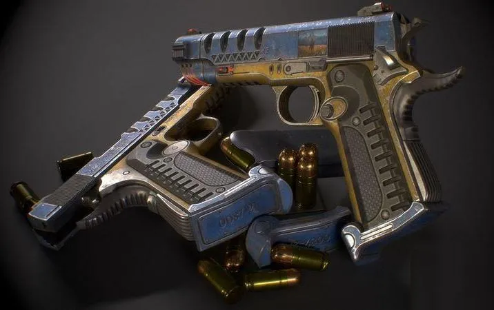 PBR Game 3D Models – Sci-fi colt