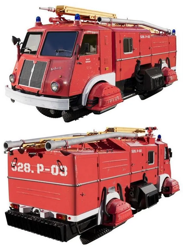 PBR Game 3D Models – Sci-Fi Fire truck Jelcz 003 Star 25