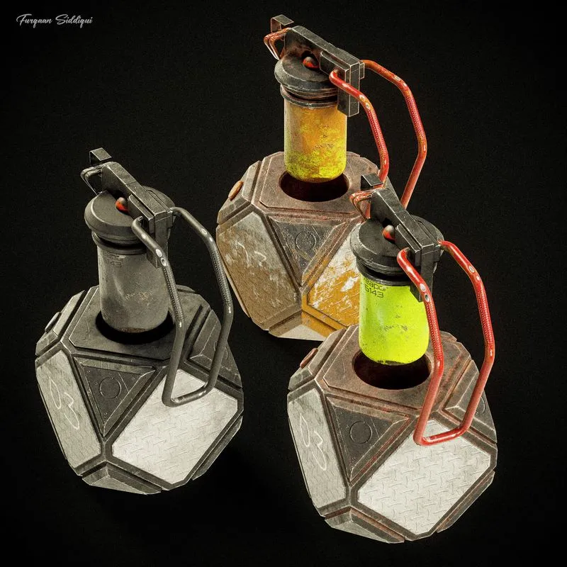PBR Game 3D Models - Sci-fi Grenade V5