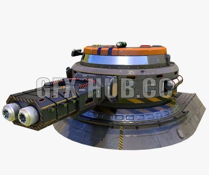 PBR Game 3D Models – Sci-Fi heavy plasma turret