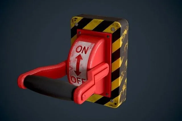 PBR Game 3D Models – Sci Fi Red Lever power switch