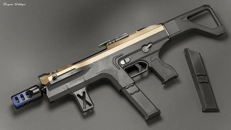 PBR Game 3D Models – Sci-fi SMG Submi5