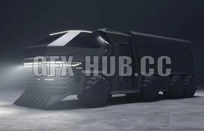 PBR Game 3D Models – Scifi futuristic cyberpunk truck