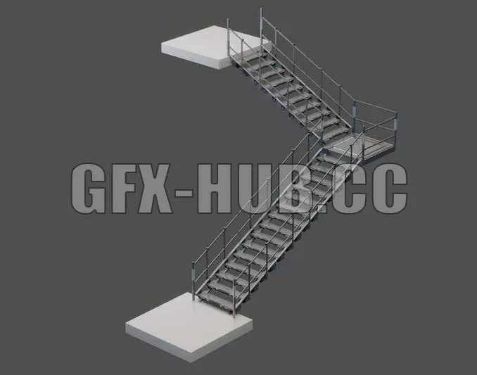 PBR Game 3D Models – Scifi Modular Stairs