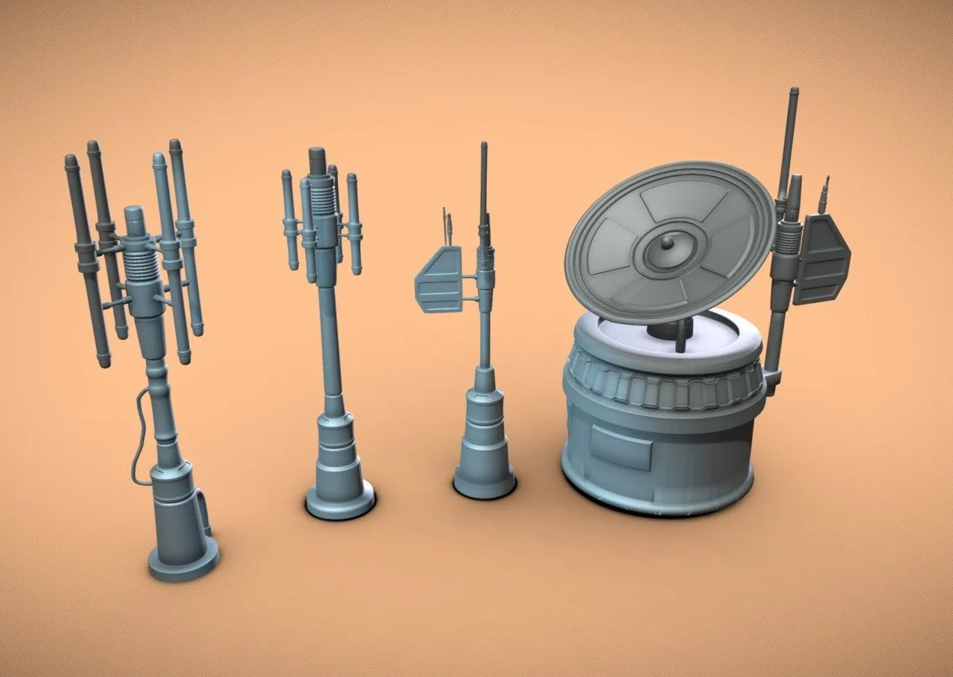 PBR Game 3D Models – Scifi Star Wars Inspired Antenna Pack Stl
