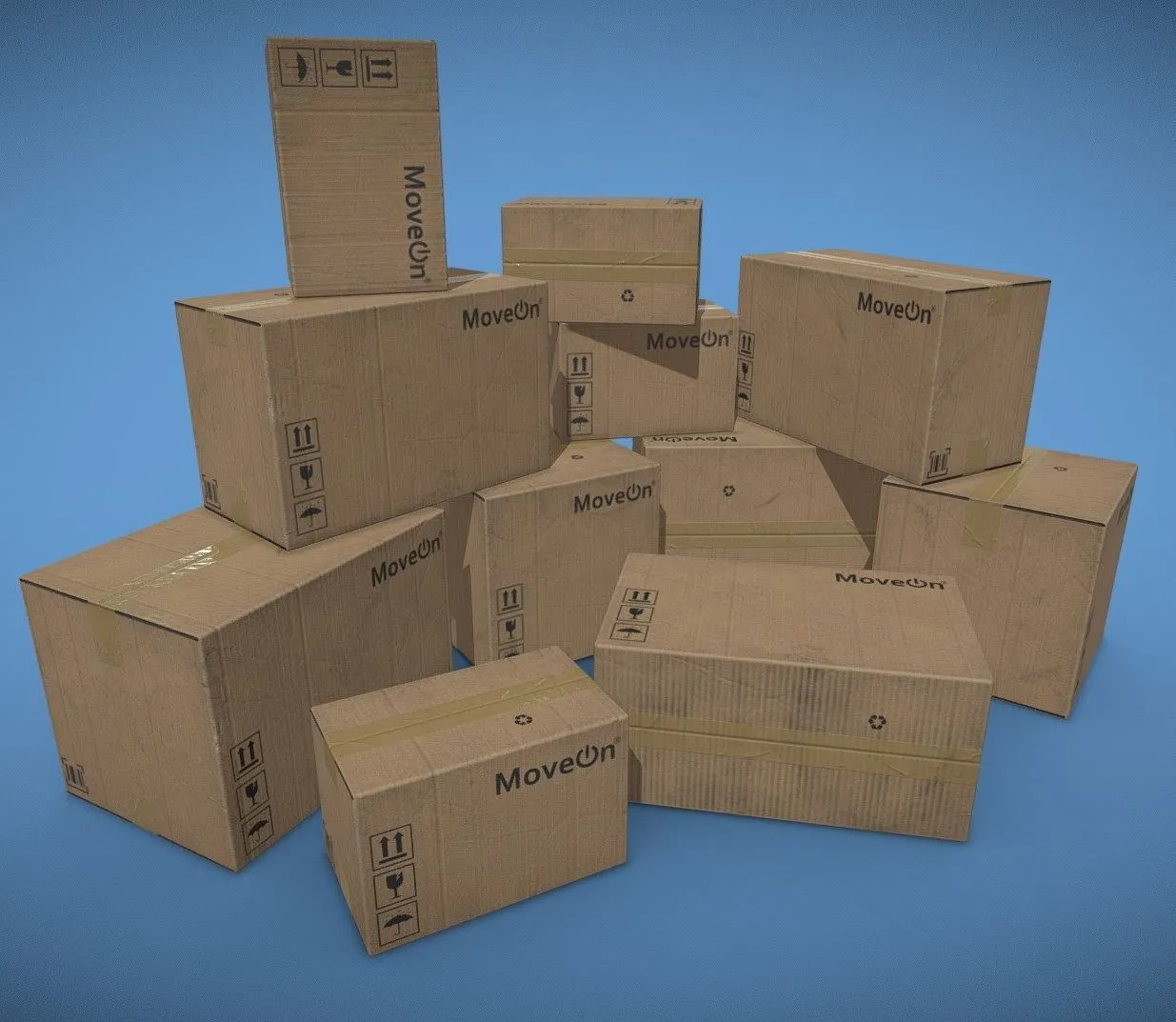PBR Game 3D Models – Set Of Cardboard Boxes