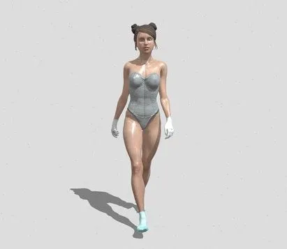 PBR Game 3D Models – Sexy Skinny Girl With Socks And Gloves